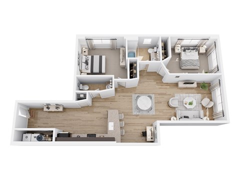 Floor plan for 2 beds, 1.5 baths, 1183 sqft